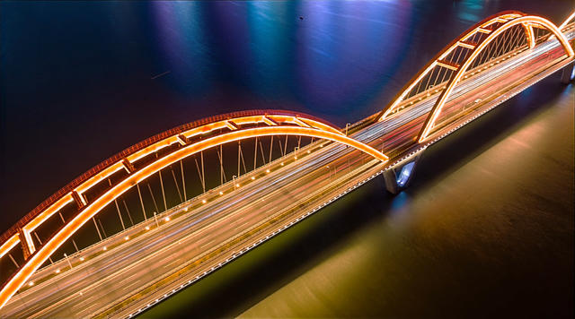 长沙夜景  交通  湘江 福元路大桥