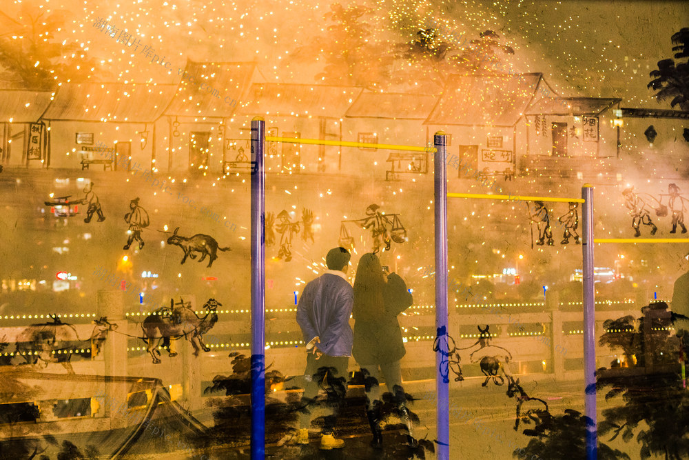 烟花  夜晚  重曝  浏阳河