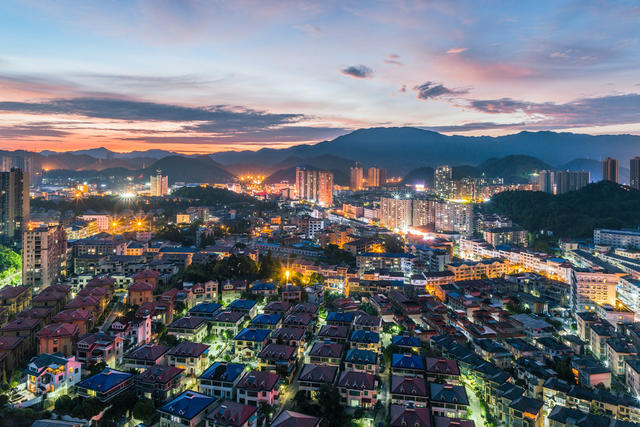 晚霞  浏阳  城市  风景  楼房