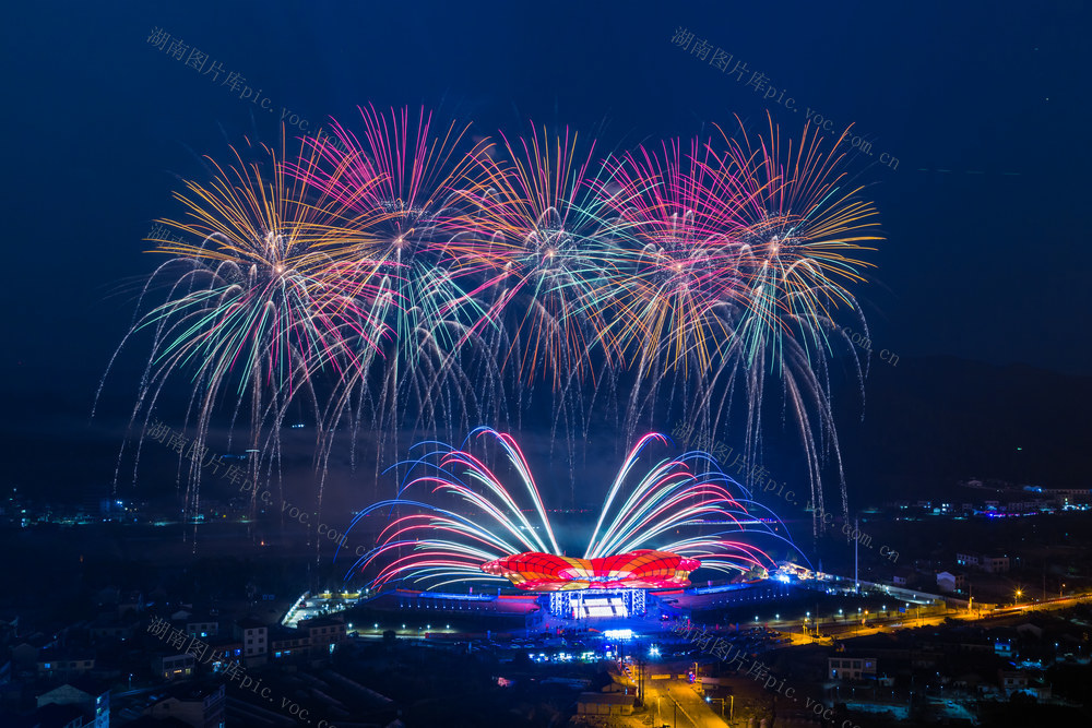 烟花 夜晚  天空剧院  浏阳