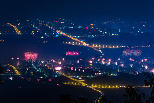 烟花  浏阳  夜景  灯光 城市