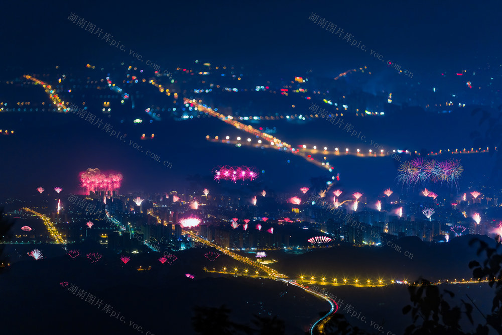 烟花  浏阳  夜景  灯光 城市