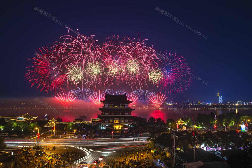 烟花 杜甫江阁 长沙 留言烟花 节日 