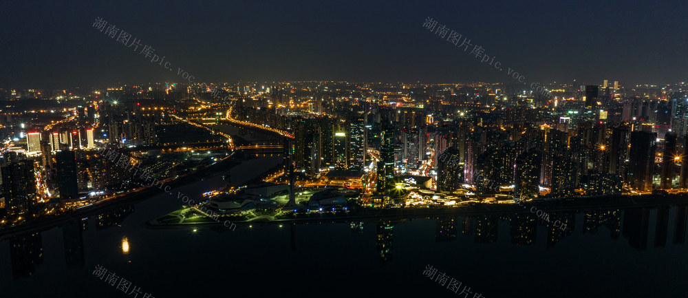 航拍 长沙 夜景 