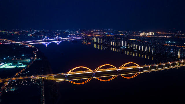 航拍 长沙 夜景 