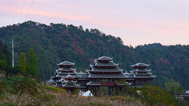 秋天、景色、侗寨、风光、旅游