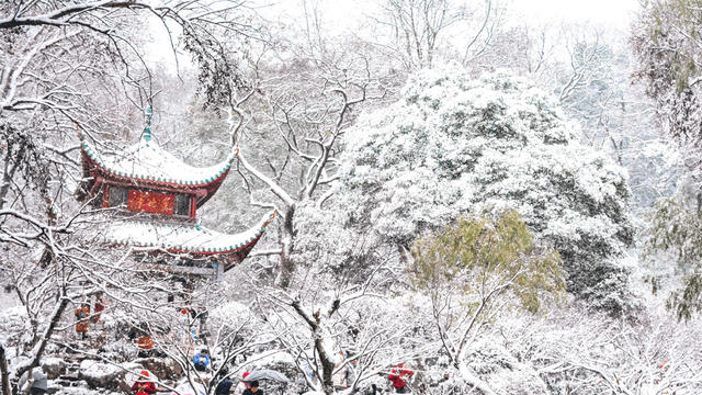 长沙 雪景 湖南大学 岳麓书院 爱晚亭 东方红广场 自卑亭