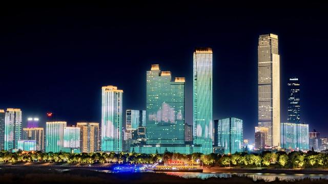 长沙 夜景 湘江 灯光秀 江边夜景