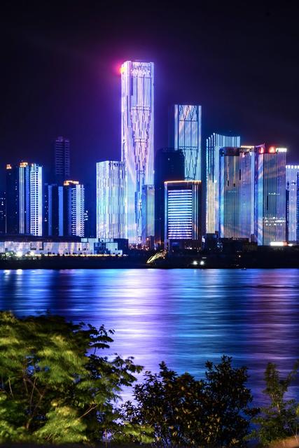 长沙 夜景 湘江 灯光秀 江边夜景