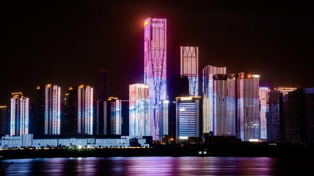 长沙 夜景 湘江 灯光秀 江边夜景