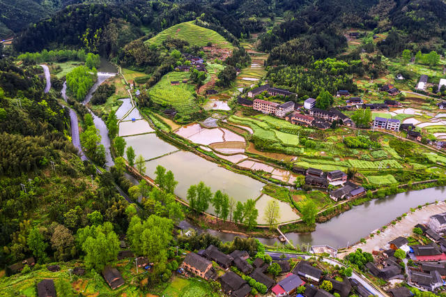 古镇 乡村 山村 晨雾 山水 风景