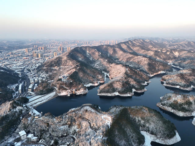 水库  景区  旅游  文化  观光   风景  生态   自然   航拍   胜地   风雪   白雪  大雪  风光