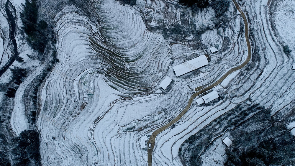 湖南桂东 雪 梯田 画 禾坪村