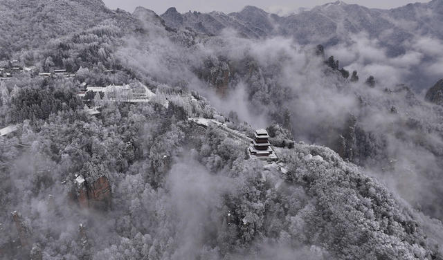 张家界 冰雪 云雾