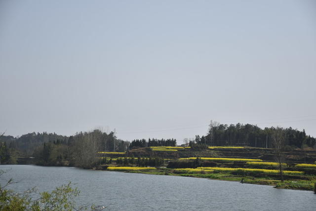 碧水 映 春景 蓝天 耀 幸福