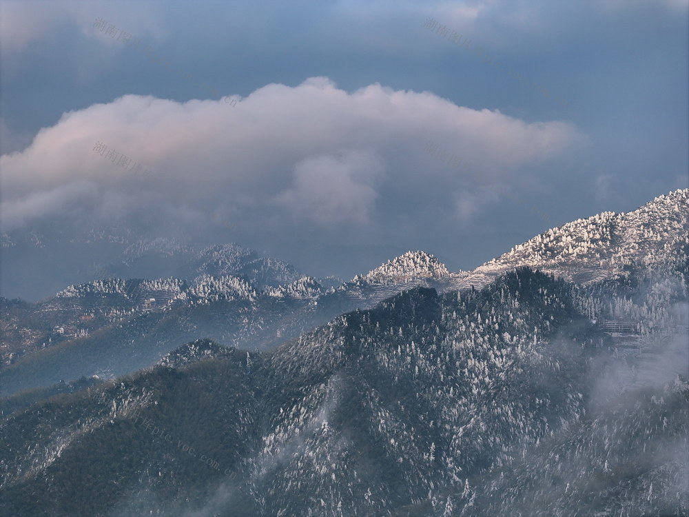 南岳 衡山 西岭 雾凇 雪景 云雾 山脉