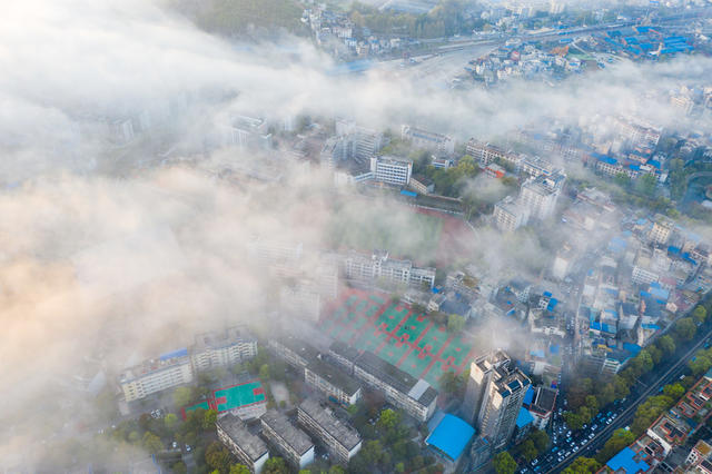 云海  城市  建筑  湘西  