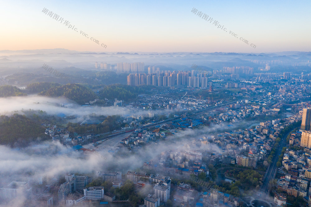 云海  城市  建筑  湘西  