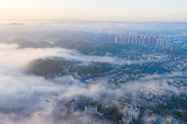 云海  城市  建筑  湘西  