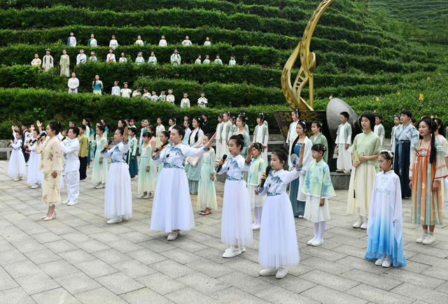 茶文化  传统文化  吟诵 茶园  少儿 教育 学生 田间课堂 诗词
