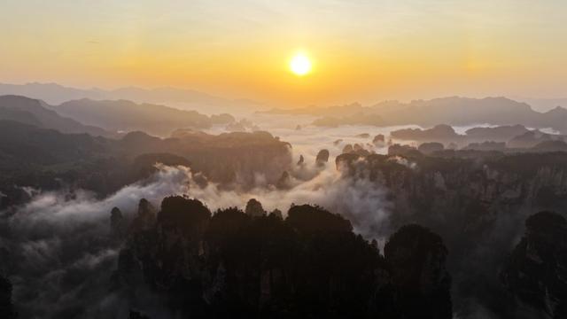 张家界 日出 云海 