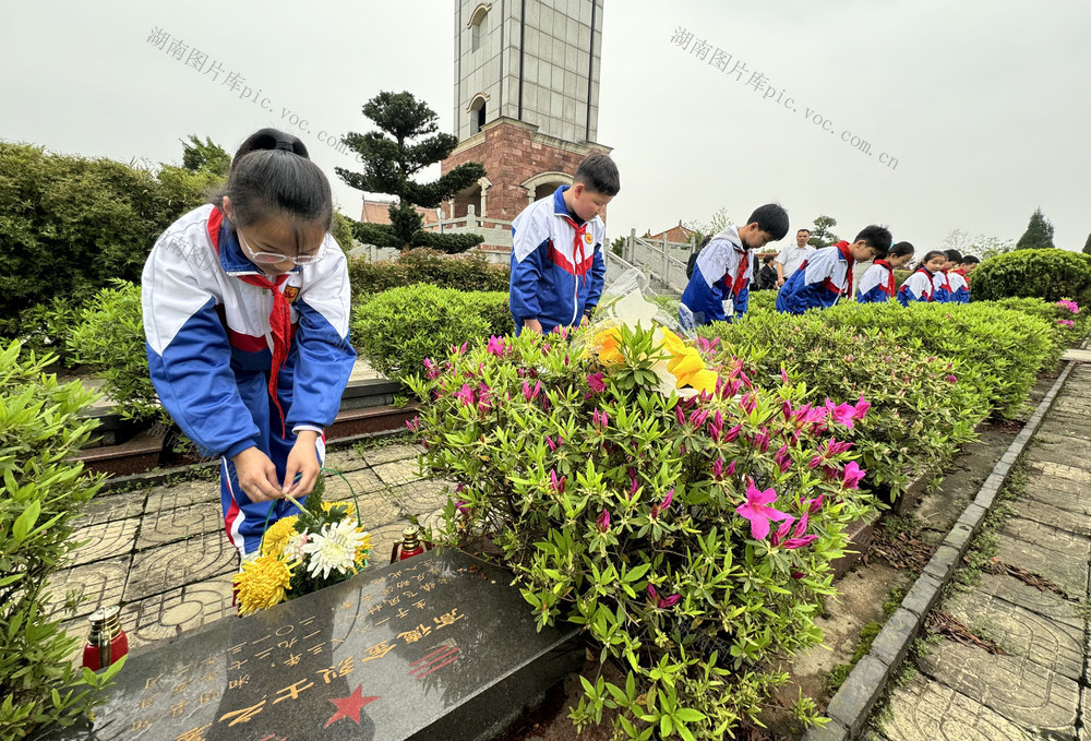 师生 清明祭扫216位烈士墓