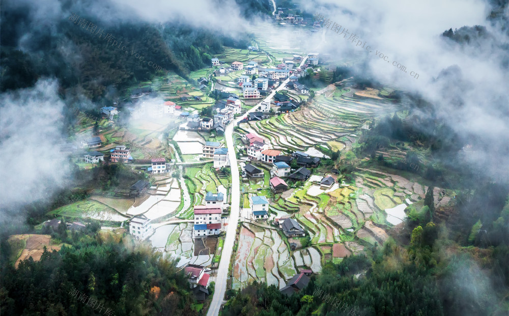 山村 云雾 田园 公路 乡村