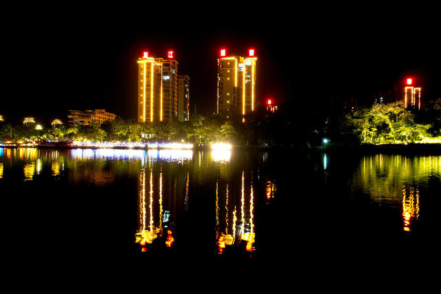 湖南郴州 资兴东江湾 夜景美 画