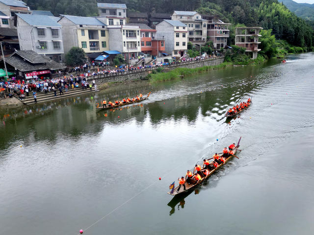 传统 龙舟 活动 吸引 众多 游客 村民 观看 共度 节日 