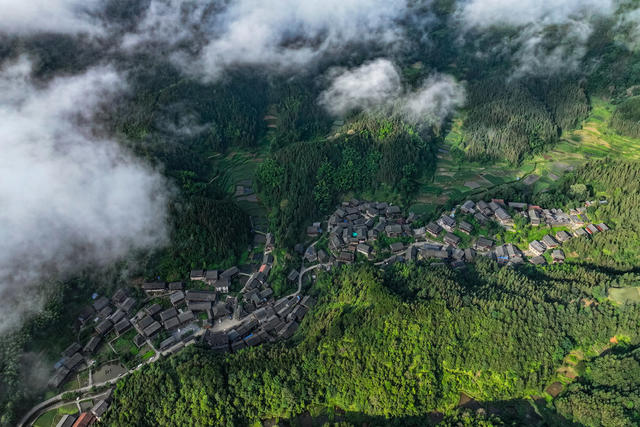 传统村落 旅游 特色民居 雾 古侗寨
