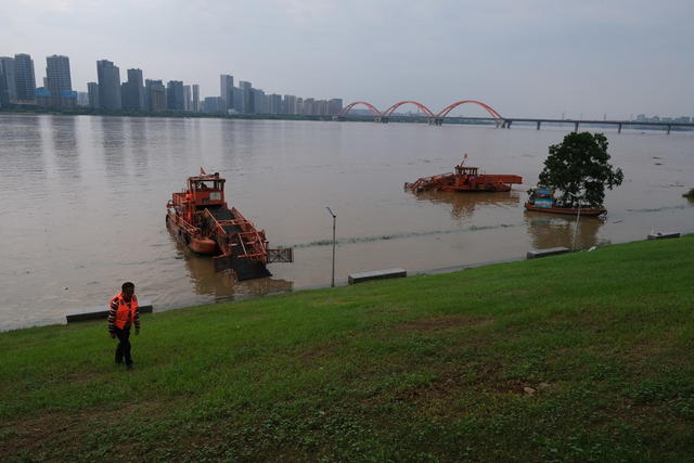 清理，江面，垃圾，湘江