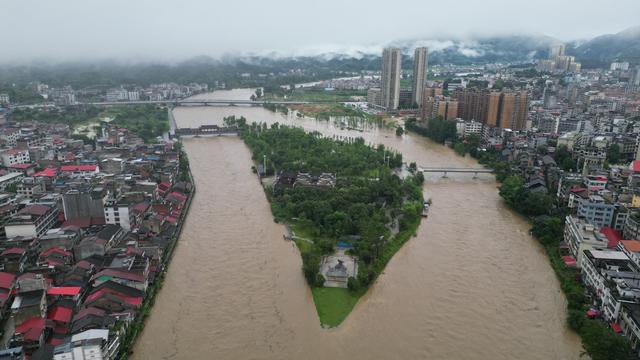 强降雨 洪水 平溪江 洪峰 航拍
