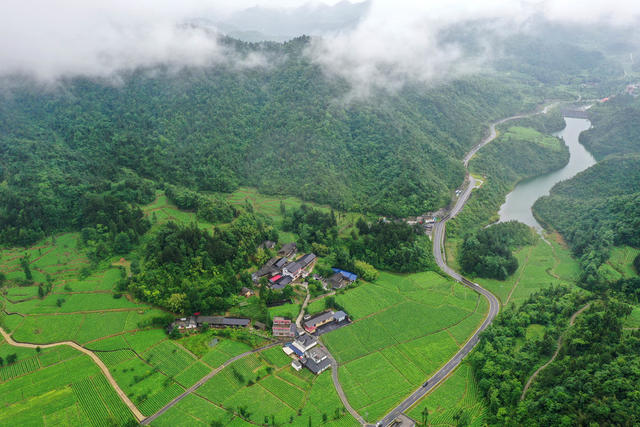 湖南 龙山 群山 民居 庄稼 道路 生态 美丽乡村乡村经济 人居环境 生态环境 村容村貌