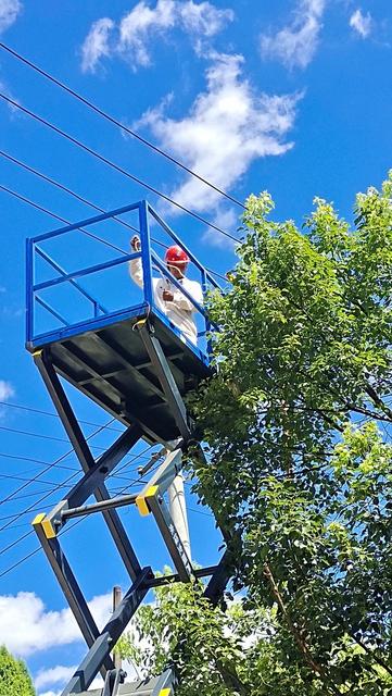 高温鏖战，维修路灯