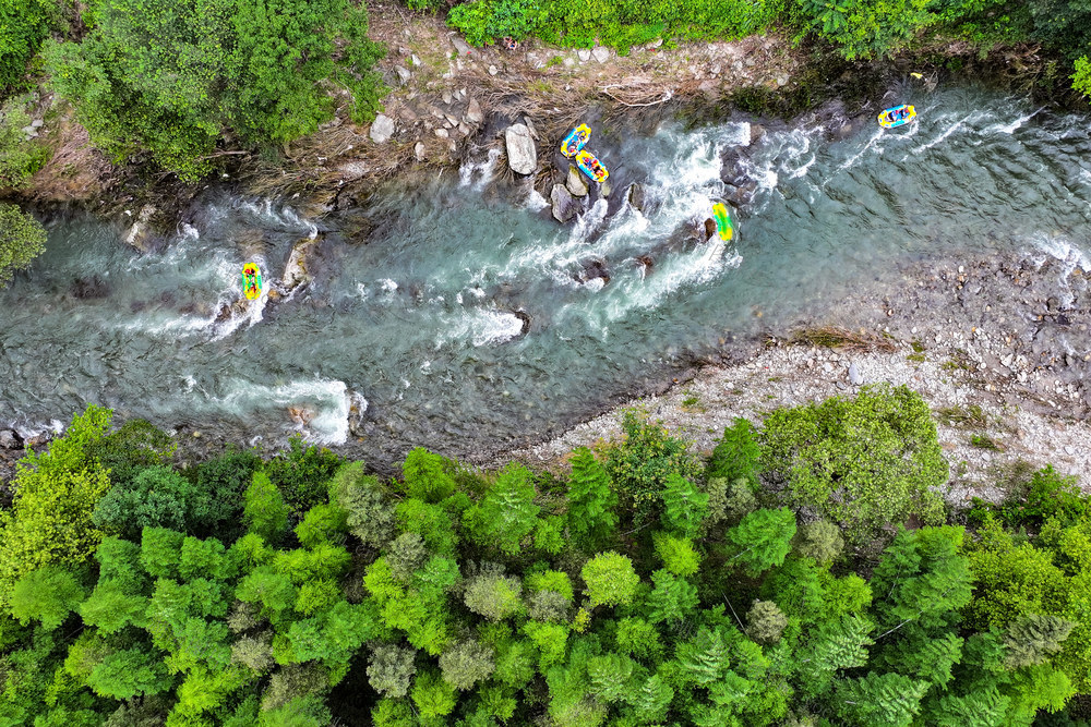 漂流 生态 消暑 清凉 青山绿水 龙底生态漂流景区