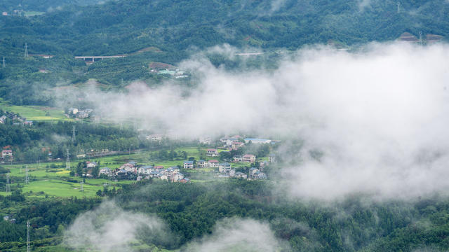 风光,,景区,,村庄,,云雾,,夏季,,美丽村庄