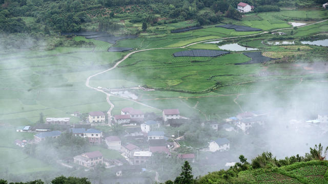 风光,,景区,,村庄,,云雾,,夏季,,美丽村庄