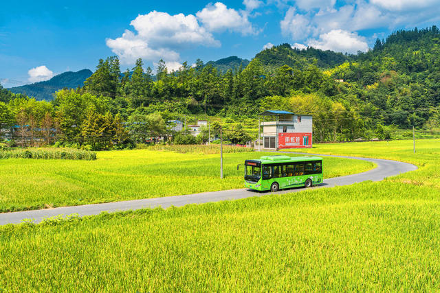 便民公交车  金秋田园之间  景区线路覆盖率100%