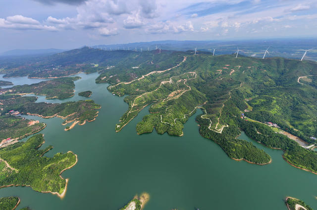 生态 美景 水库 蓝天白云 青山绿水