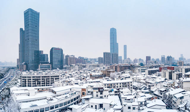 长沙下雪 长沙雪景 长沙城市风光 长沙下大雪  长沙城市航拍 长沙冬季雪景  雪后长沙美景