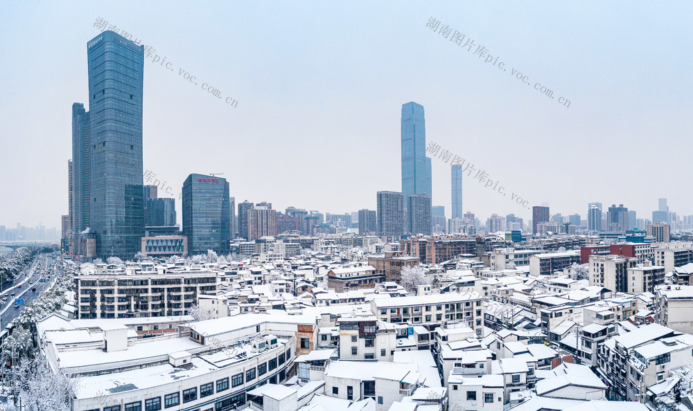 长沙下雪 长沙雪景 长沙城市风光 长沙下大雪  长沙城市航拍 长沙冬季雪景  雪后长沙美景