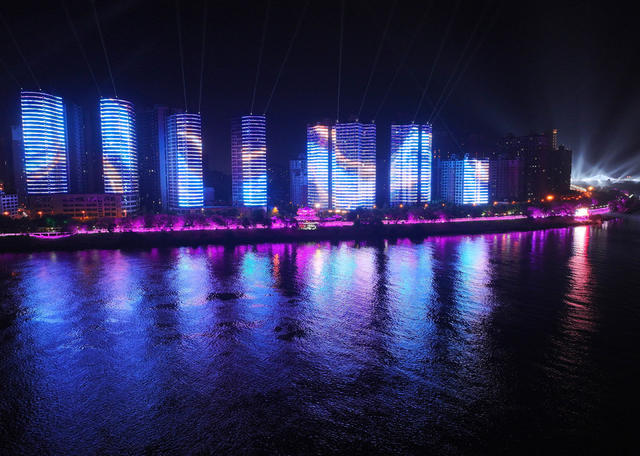 灯光 璀璨 夜色 流光溢彩 美景 中秋节