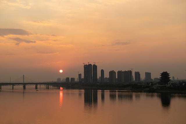 清晨 日落 黄昏 日出 湘潭 湘江