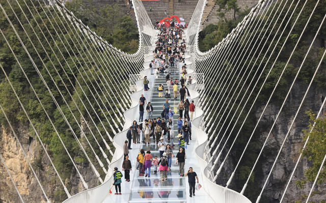 国庆 玻璃桥 张家界