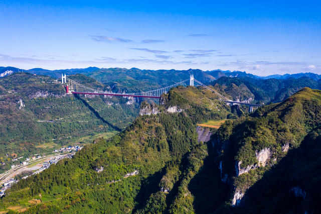 大桥  景色  山川  丛林 矮寨 