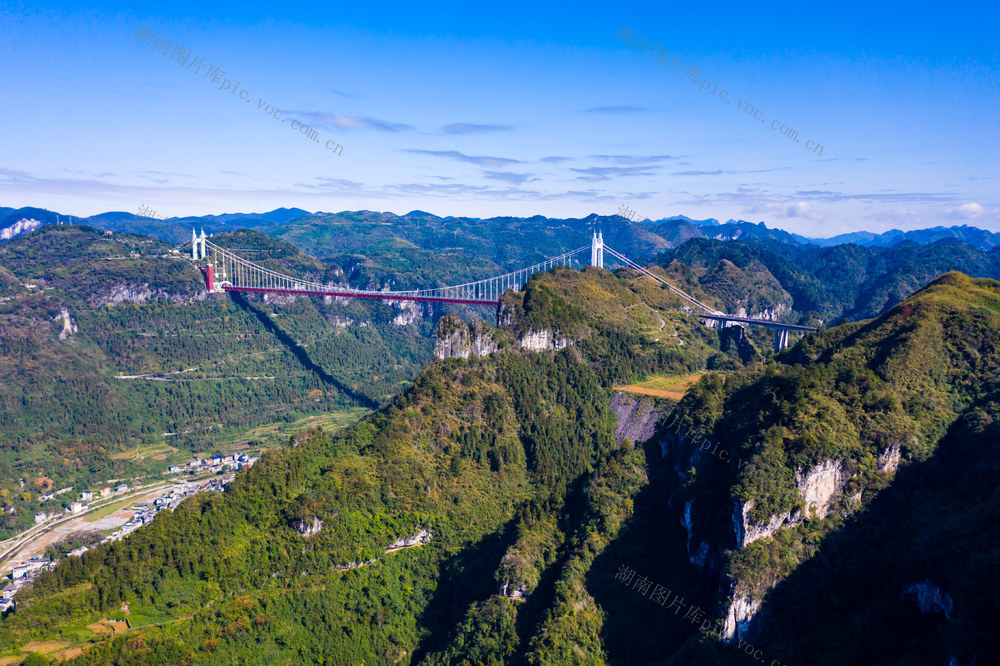 大桥  景色  山川  丛林 矮寨 