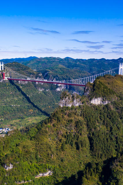 大桥  景色  山川  丛林 矮寨 
