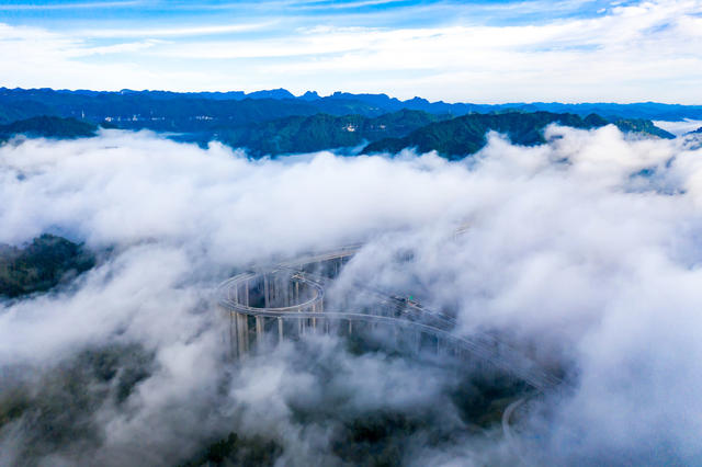 云海  桥 湘西  山川