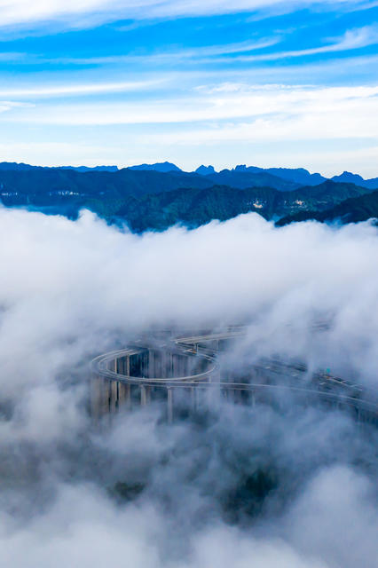 云海  桥 湘西  山川