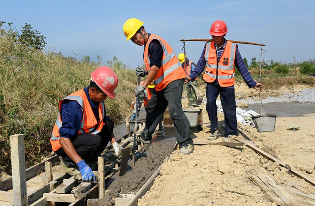 秋修，水利，农田，灌溉，渠道，秋季，水库，基础设施，农业，工人，施工，水利设施